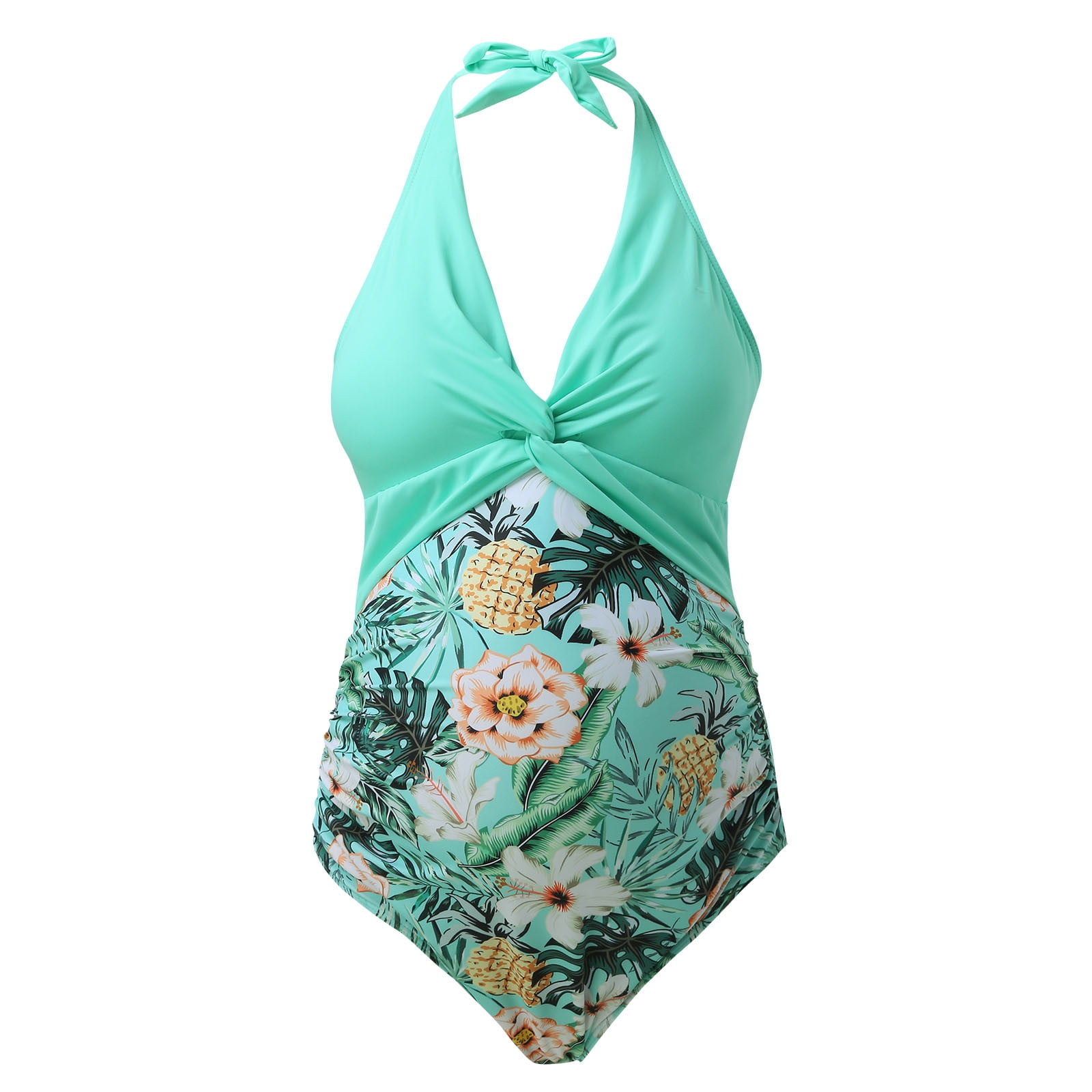 Ruffle V Neck Bikini Women Maternity Swimwear OnePiece Halter Pregnancy