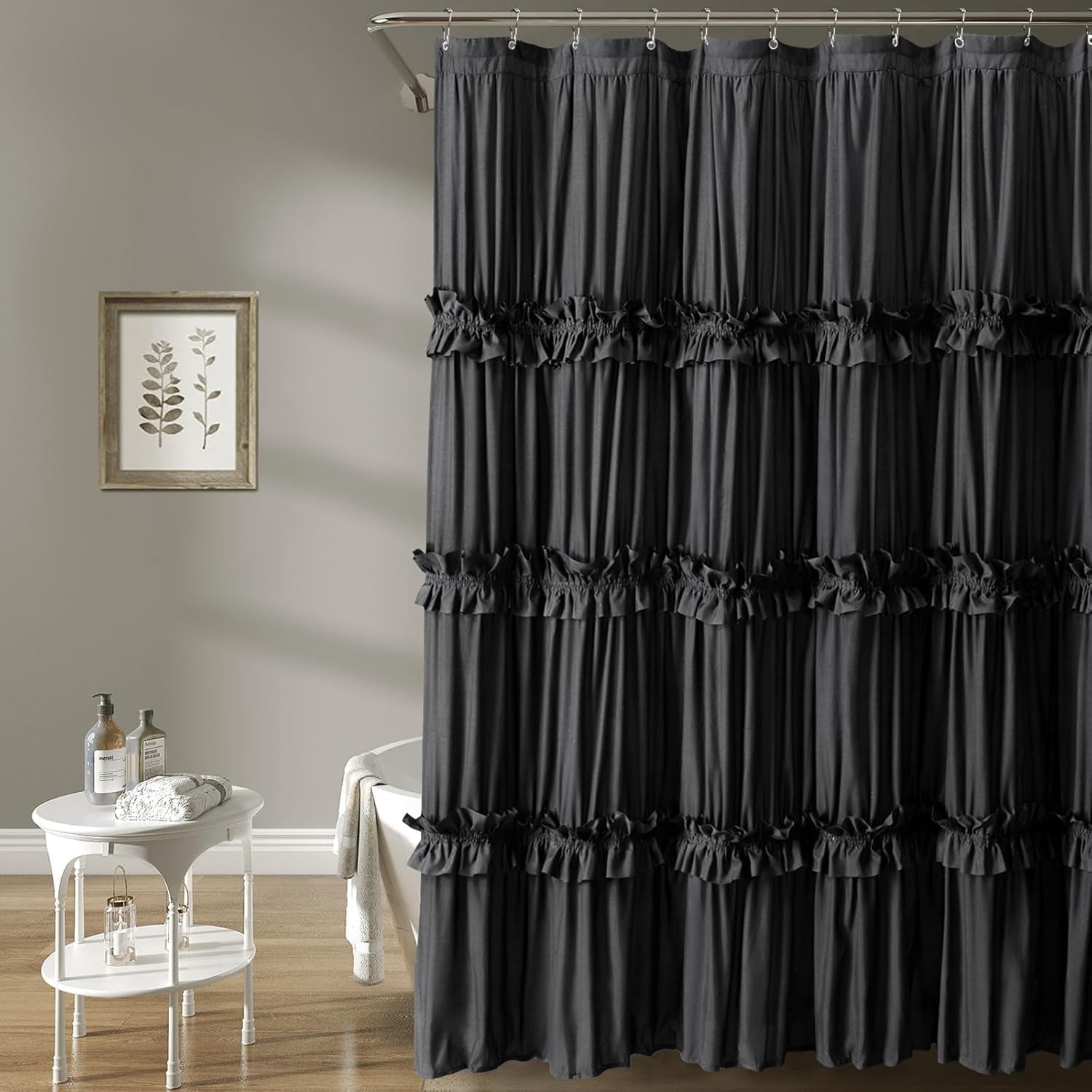 Psoiuetr Vintage Shower Curtain Boho Farmhouse Shower Curtain for Bathroom Black 72" L x 72" W