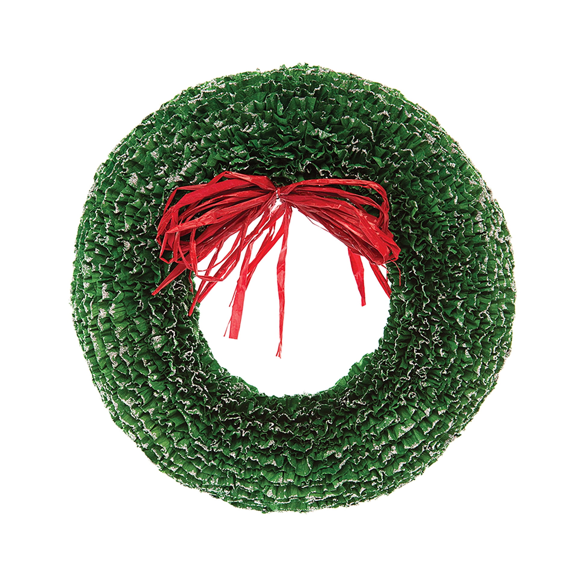 Green and Red Ruffle Wreath Christmas Ornament
