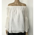 thumbnail image 1 of Ruffle off the shoulder women blouse tencel white bell long sleeves, 1 of 5