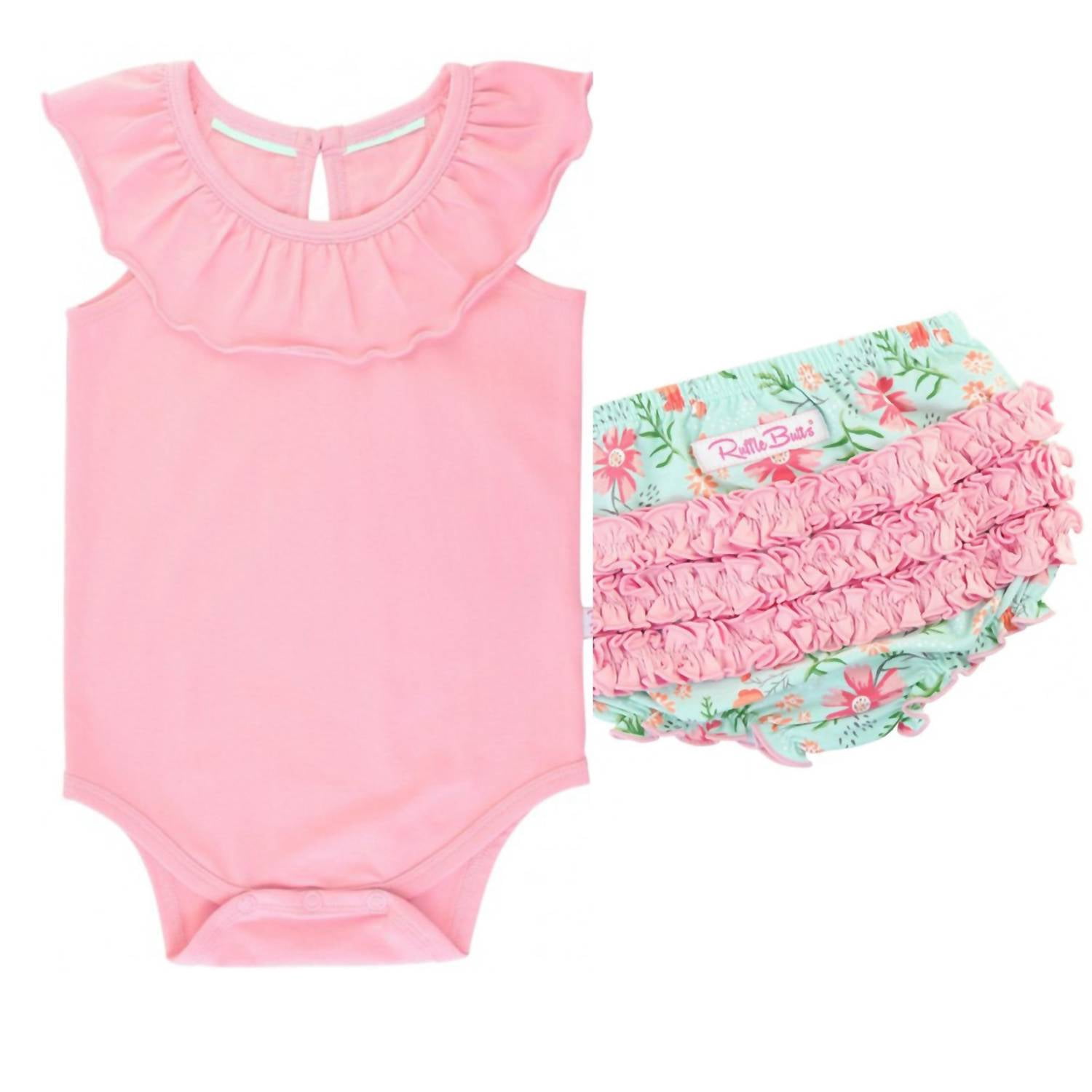 Annalise's Classics Embroidered Ruffle Diaper Cover Set - Pink