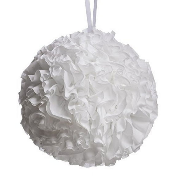 RufflePuff Hanging Ruffled Ball Pillow by North End Decor, White