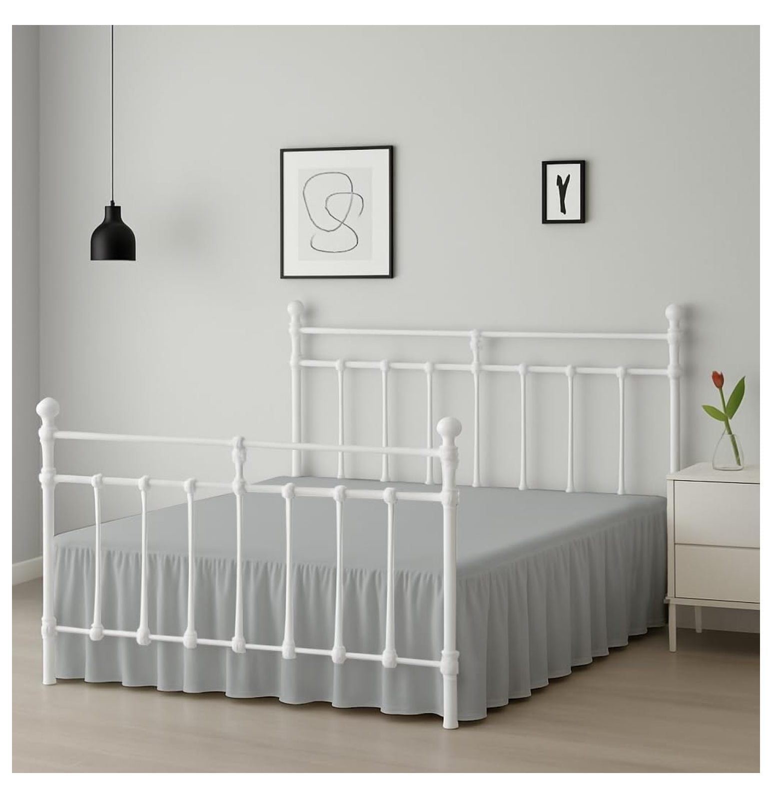 Ruffled Bed Skirt Full Size - Dust Ruffle with Split Corners - Full ...