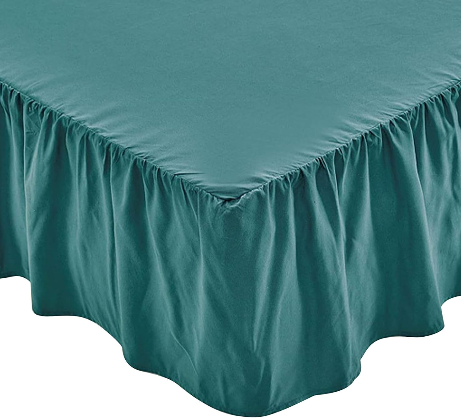 Ruffled Bed Skirt, Lightweight Dust Ruffle Bed Skirts with Platform, Multiple Sizes Soft Bed Skirt for Bedroom,Hotel (Malachite Green, Full（54x75 in） 14")