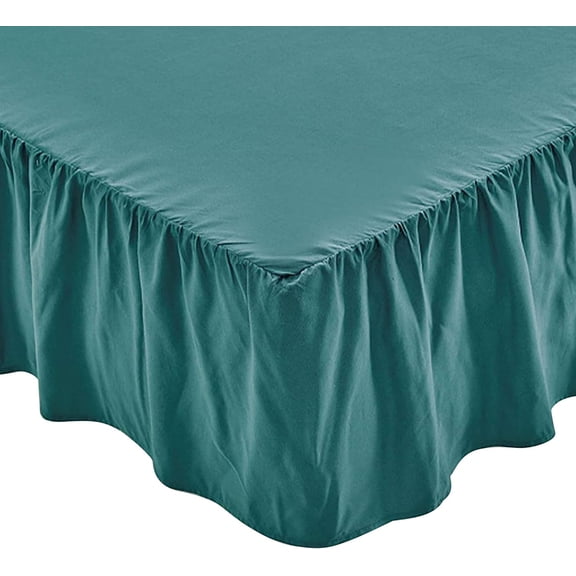 Ruffled Bed Skirt, Lightweight Dust Ruffle Bed Skirts with Platform, Multiple Sizes Soft Bed Skirt for Bedroom,Hotel (Malachite Green, Full（54x75 in） 14")