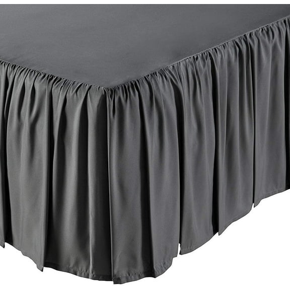 Ruffled Bed Skirt, Lightweight Dust Ruffle Bed Skirts with Platform, Multiple Sizes Soft Bed Skirt for Bedroom,Hotel (Dark Grey, Twin(39x75 in) 14")