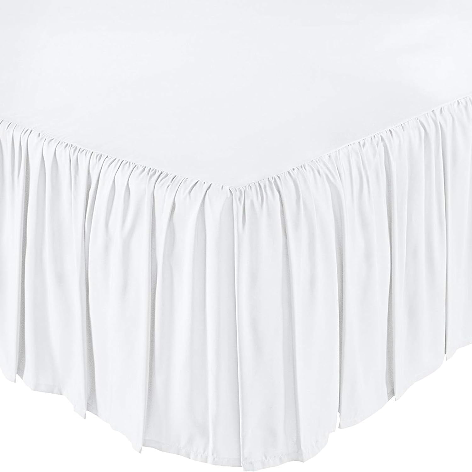 Ruffled Bed Skirt, Lightweight Dust Ruffle Bed Skirts with Platform, Multiple Sizes Soft Bed Skirt for Bedroom,Hotel (White, Queen（60x80 in） 14")