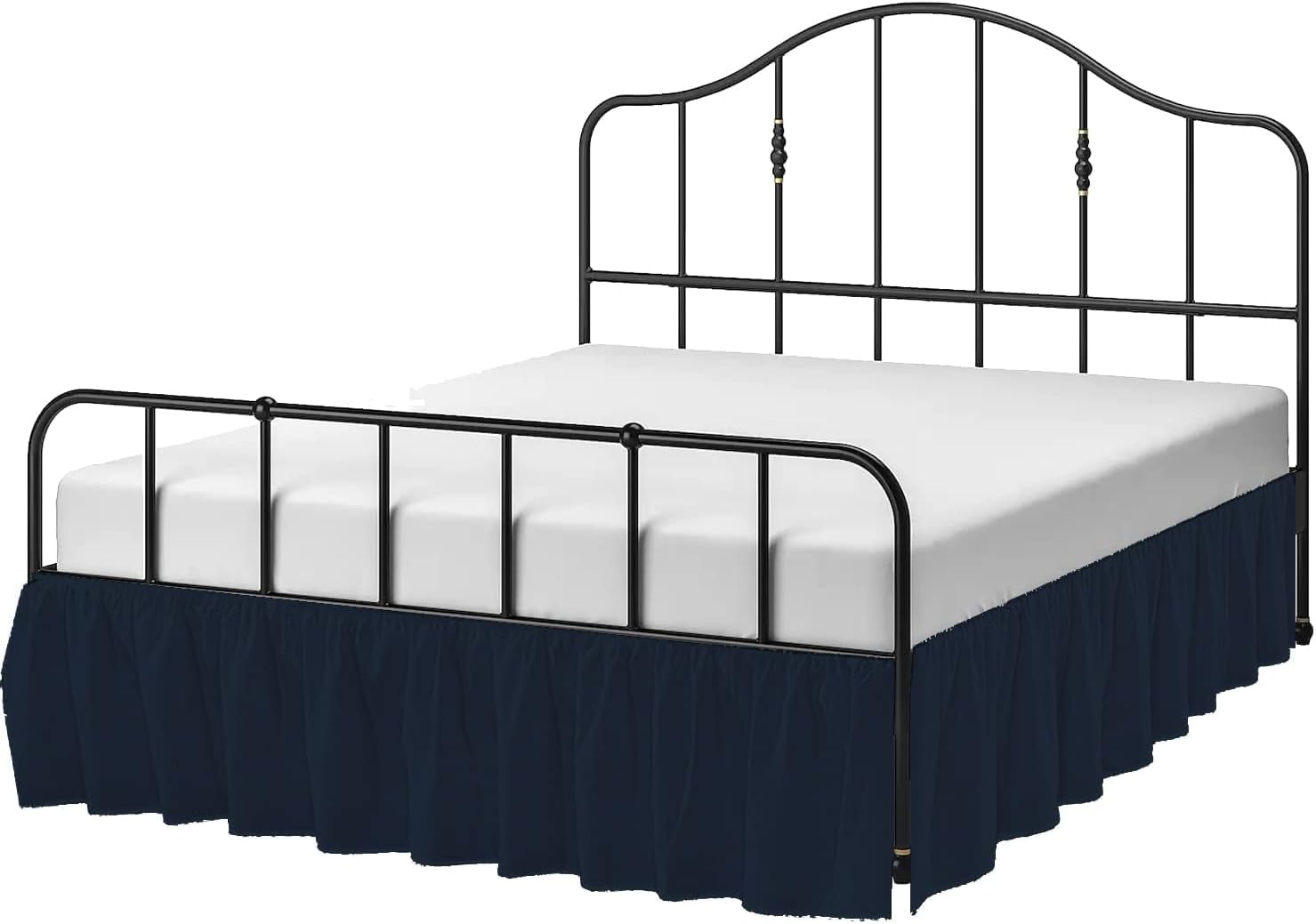 Ruffled Bed Skirt Queen Size With Split CornerNavy Blue Dust Ruffle15