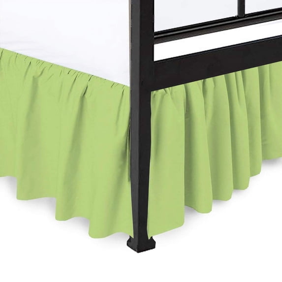 Ruffled Bed Skirt with Spilt Corners, 16" Tailored Drop Bed Skirt, Hotel Quality & Wrinkle Free Dust Ruffle Bedskirt - 100% Microfiber-Olympic Queen Size-Sage Solid