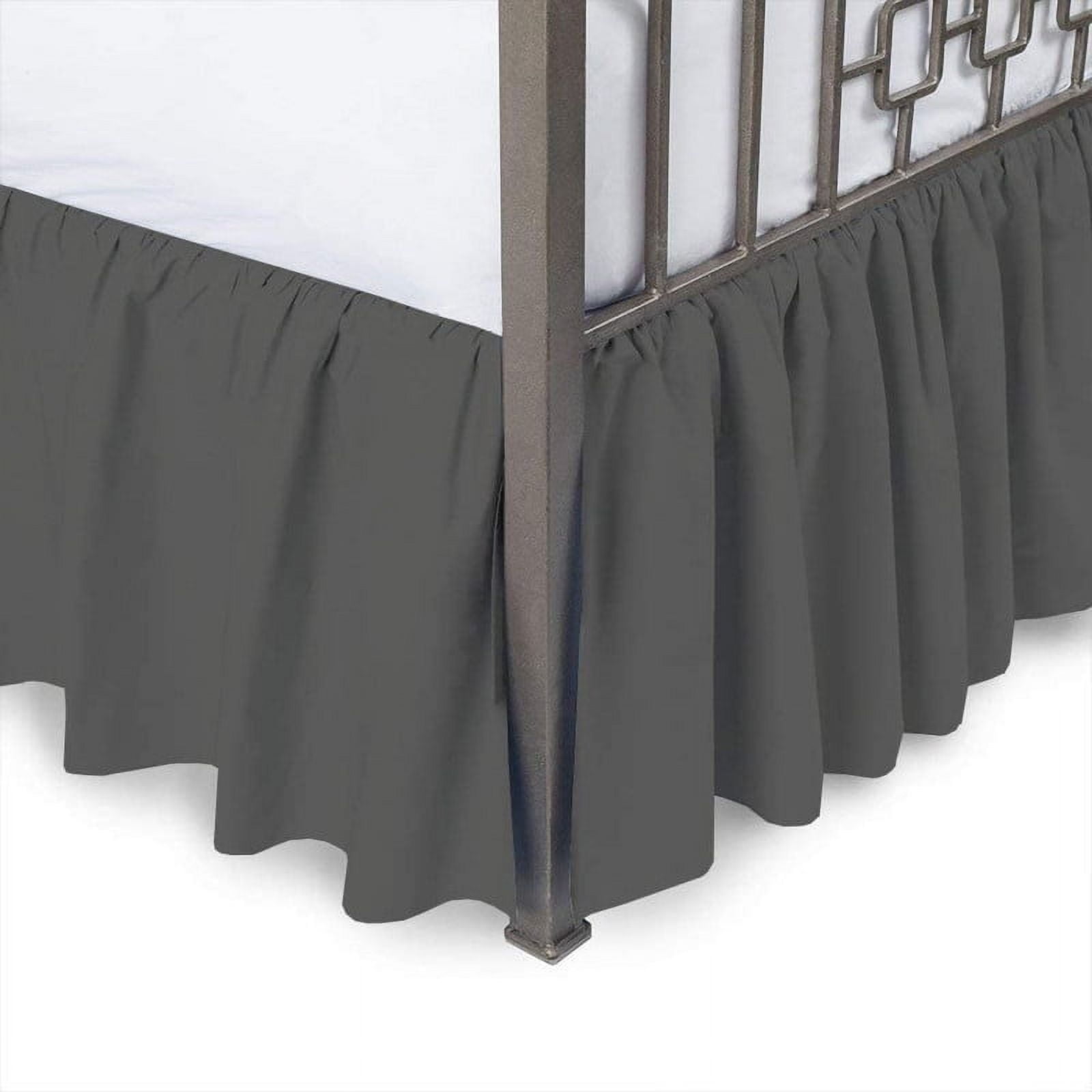 Ruffled Bed Skirt with Spilt Corners, 22" Tailored Drop Bed Skirt, Hotel Quality & Wrinkle Free Dust Ruffle Bedskirt - 100% Microfiber-Full Size-Dark Gray Solid