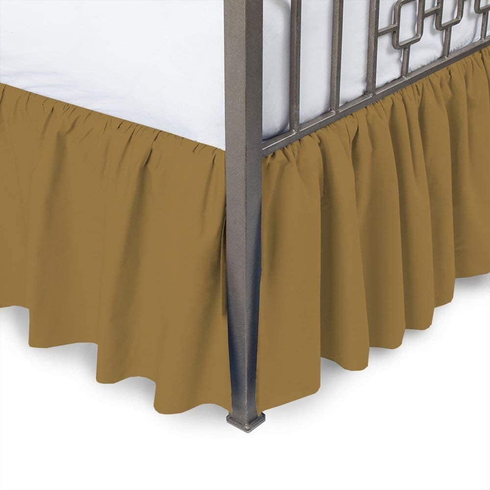 100% Cotton Ruffled Bed Skirt Queen Size - 15 Inch Drop, Split Corners, 800 Thread Count, Taupe