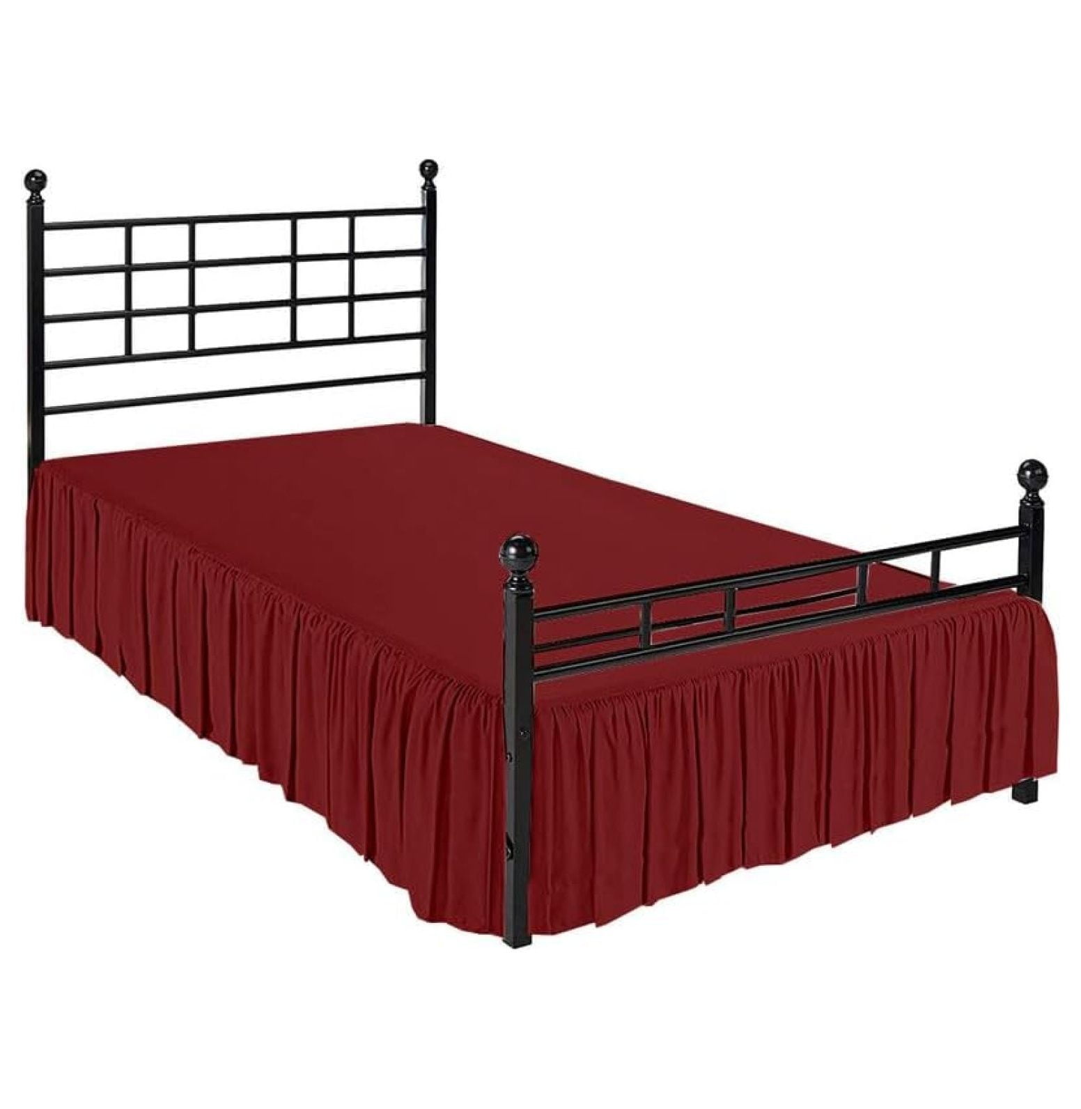 Ruffled Bed Skirt with Split Corners, Dust Ruffle 12 inch Drop, 100