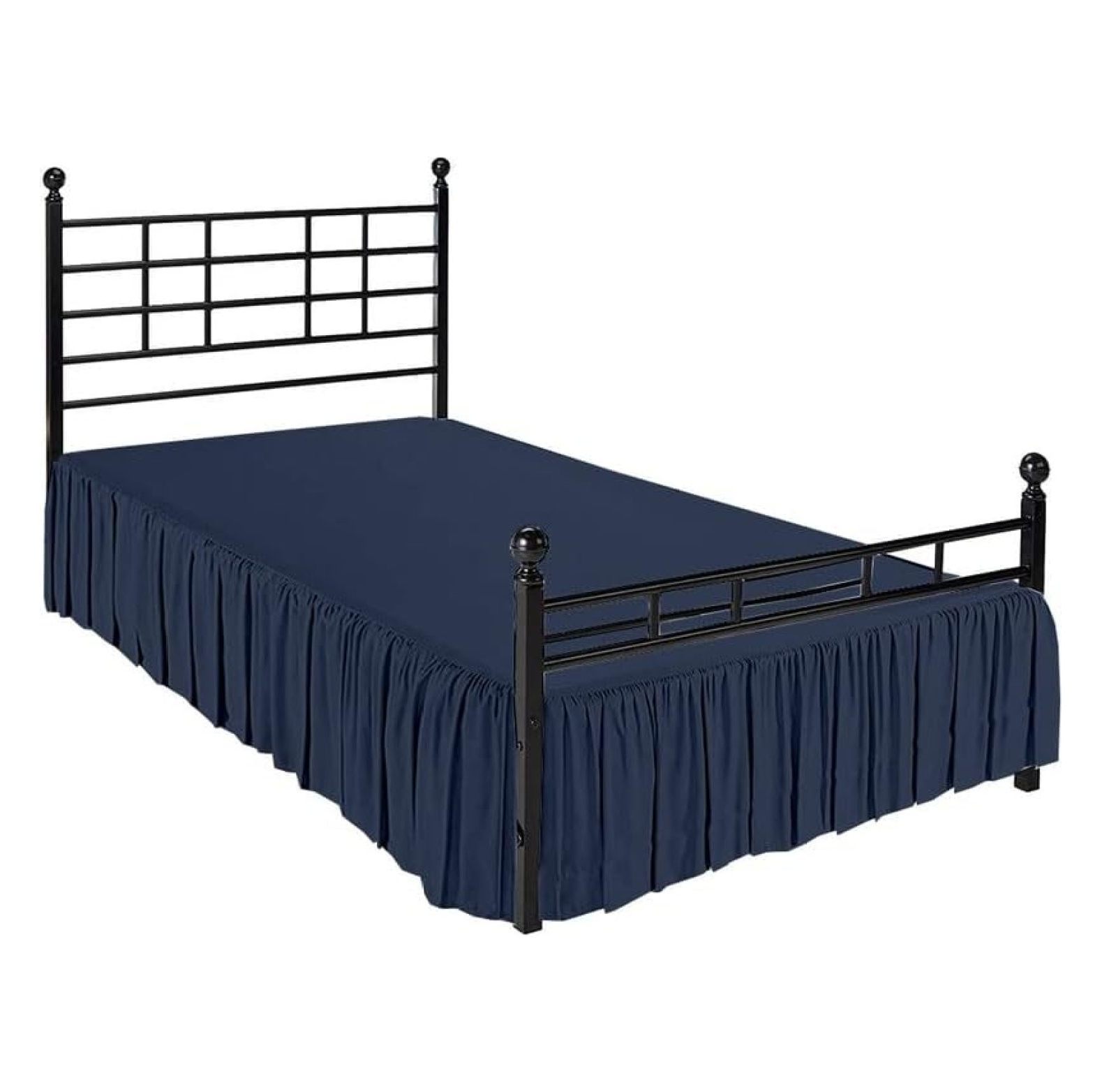 Ruffled Bed Skirt with Split Corners,King Dust Ruffle 12 inch Drop, 100