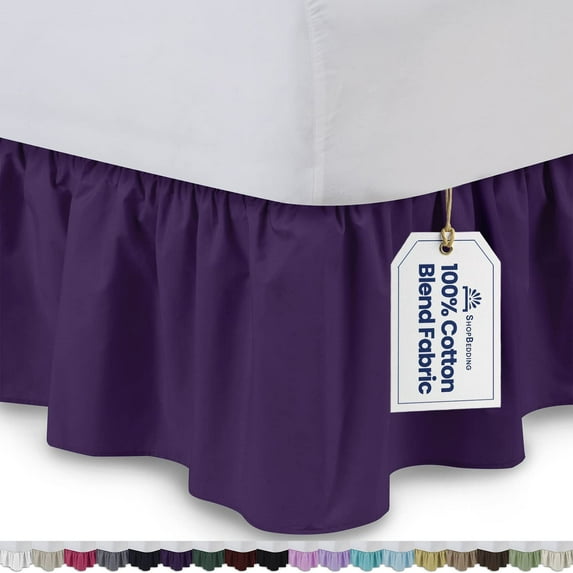 Ruffled Bed Skirt (Twin, Grape) 14 inch Drop Dust Ruffle with Platform, Poly/Cotton Fabric, Available in All Bed Sizes and 14 Colors - Blissford