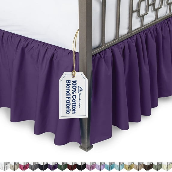 Ruffled Bed Skirt with Split Corners - Day Bed, Grape, 18" Drop- Blissford Dust Ruffle