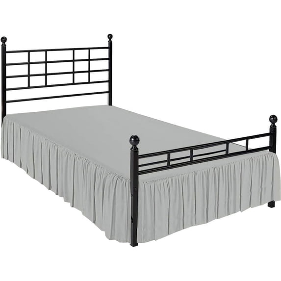 Ruffled Bed Skirt with Split Corners - Microfiber Bedskirt - Dust Ruffle - Light Grey, Full - 14 Inch Drop