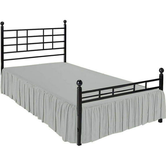 Ruffled Bed Skirt with Split Corners - Microfiber Bedskirt - Dust Ruffle - Light Grey, Full - 16 Inch Drop