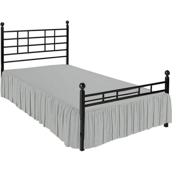 Ruffled Bed Skirt with Split Corners - Microfiber Bedskirt - Dust Ruffle - Light Grey, King - 12 Inch Drop