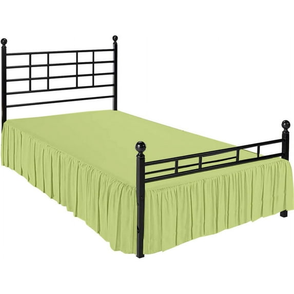 Ruffled Bed Skirt with Split Corners - Microfiber Bedskirt - Dust Ruffle - Sage, Twin - 18 Inch Drop