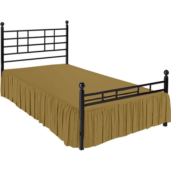 Ruffled Bed Skirt with Split Corners - Microfiber Bedskirt - Dust Ruffle - Taupe, King - 15 Inch Drop