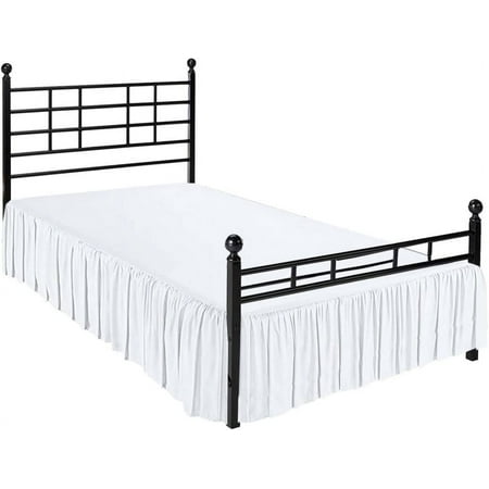 Ruffled Bed Skirt with Split Corners - Microfiber Bedskirt - Dust Ruffle - White, Full - 12 Inch Drop
