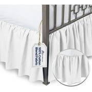 Ruffled Bed Skirt with Split Corners - Queen, White, 18" Drop- Blissford Dust Ruffle