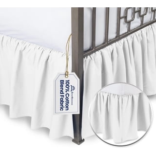 Ruffled Bed Skirt with Split Corners - Queen, White, 18" Drop- Blissford Dust Ruffle