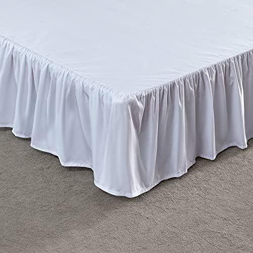 Ruffled Bed Skirts King Size, Anti-Static Bedskirt Dust Ruffles with 15 inches Tailored Drop, Easy Fit, Fade Resistant, White, King