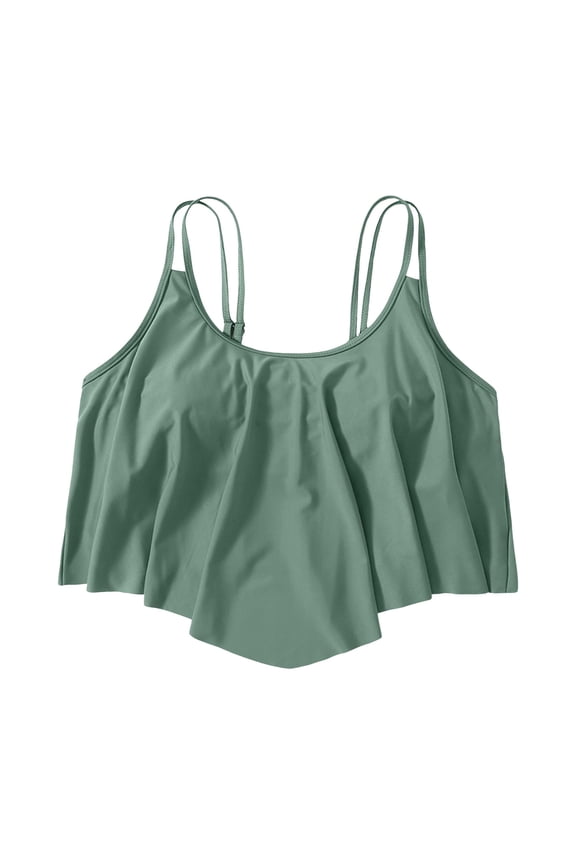 Ruffled Bikini Top without Shorts Full Coverage Double Layer Swim Bras Flounce Swimsuit for Women Bathing Suit Top