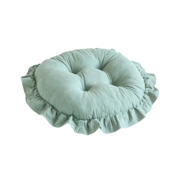Ruffled Border Tufted Chair Cushion – Soft, Thick, Non - Slip Seat Pad for Dining, Kitchen, and Indoor Home Use,Green