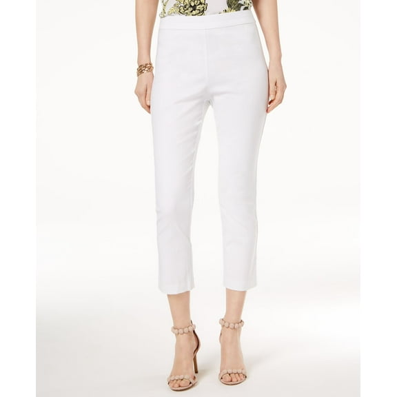 INC International Concepts Ruffled Capri Pants Bright White 16