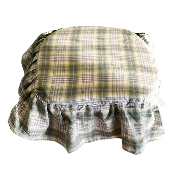 Ruffled Chair Cushions 18 Inch Plaid Seat Pads with Ties Non- Soft Thick Filled Gingham Kitchen Chair Cushions Country Style for Dining Office Home Wooden Chairs (1PC)