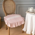 thumbnail image 1 of Pink Cotton Cushions Lace Embroidery Pures Chair Pads Squares Sponge Pads Ruffle Cushions Can Be Washed Pink, 1 of 6