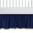 thumbnail image 1 of Ruffled Crib Skirt with Pompoms:Crib Bed Skirt with 14" Drop,Mini Crib Bedding Toddler Skirt,Baby Crib Accessories for Baby Boys Girls,28" X 52" (Dark Blue), 1 of 14