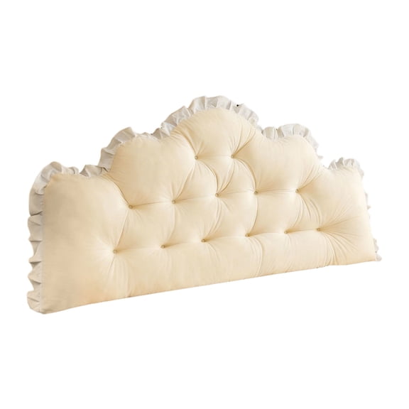 Ruffled Headboard Backrest Pillow, Reading Support Bolster,Wave Shape Bed Wedge Cushion For Bedroom, Dorm, Sofa,Yellow - 100 Cm