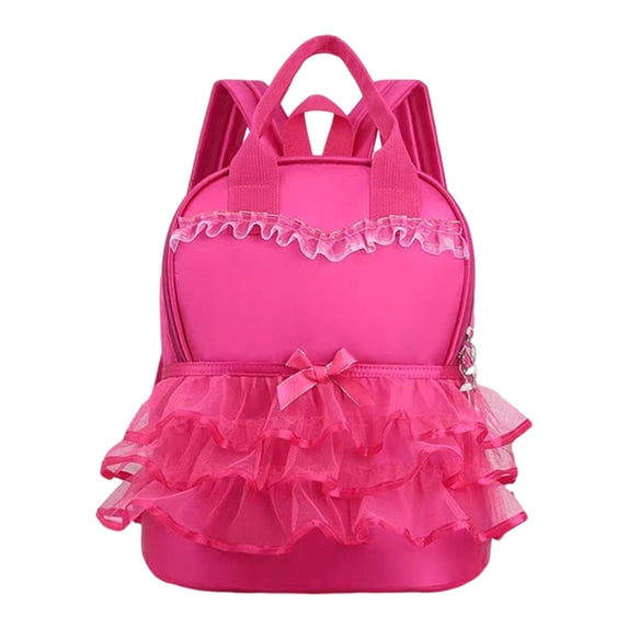 Ruffled Lace Bow Princess Backpack, Lightweight Nylon School Backpack With Wet Pocket Padded Straps for School Gym Travel