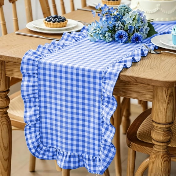 Ruffled Leaf Edge Table Runner – Long Strip Mat for Coffee Table, Dining Table, and TV Cabinet, Home Kitchen Decoration