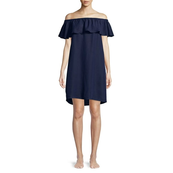 Ruffled Linen Off-the-Shoulder Dress