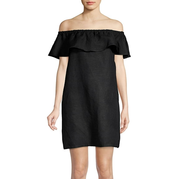 Ruffled Linen Off-the-Shoulder Dress