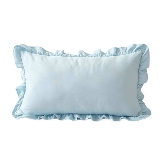 Ruffled Lumbar Pillowcase 12x20 Inch Cotton Cushion Cover with Hidden Zipper Farmhouse Bedding Decor(30x50cm)
