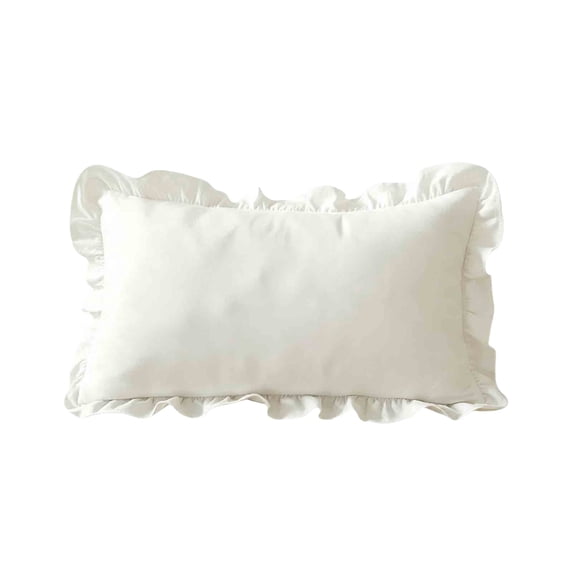Ruffled Lumbar Pillowcase 12x20 Inch Cotton Cushion Cover with Hidden Zipper Farmhouse Bedding Decor(30x50cm)