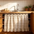 thumbnail image 1 of Ruffled Oven Cover Skirt with Adjustable Ties, Waterproof Polyester Ap Protector for Countertop Microwave Toaster, Farmhouse Kitchen Decor for Baking Grilling BBQ, 77x55cm Washable Flounce Cover, 1 of 6