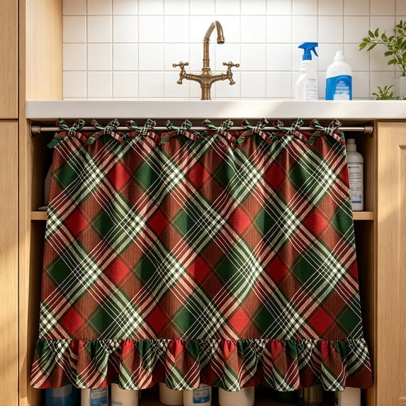 Ruffled Oven Cover Skirt with Adjustable Ties, Waterproof Polyester Ap Protector for Countertop Microwave Toaster, Farmhouse Kitchen Decor for Baking Grilling BBQ, 77x55cm Washable Flounce Cover