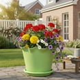 thumbnail image 1 of Ruffled Plastic Flower Pots Lilies-style Wave-edged Pots Beautiful And Durables Indoor And Outdoor Flower Pots, 6.29x4.92in (Green), 1 of 6