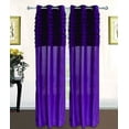 thumbnail image 1 of Ruffled Pleated Window Curtain Grommet Solid Panels SET of Two (2) - 108" Extra Long - Purple, 1 of 1