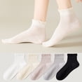 thumbnail image 1 of Ruffled Seamless Ankle Socks for Women, Thin Breathable Cotton Short Socks with Moisture Wicking for Summer & Office Wear, 3 Pairs Yellow, 1 of 3
