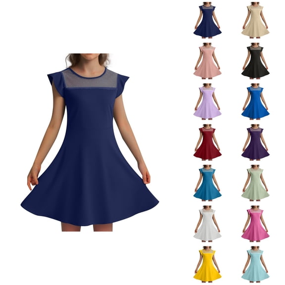 Ruffled Sleeve Party Dress for Girls – A-Line Tulle Gown with Pockets, Casual Celebration Wear Ages 4-11, Fun Twist on Pink Dress for Girls Silhouette