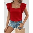 thumbnail image 1 of Ruffled Square Neck Cap Sleeve Blouse, 1 of 1