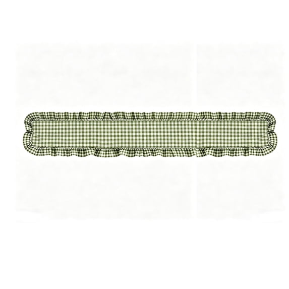 Ruffled Table Runner 72" Long Rustic Cotton Tabletop Farmhouse Decor Bridal Shower Birthday Party Holiday Wedding (Army Green Plaid Style)