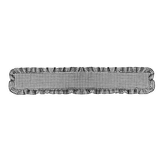 Ruffled Table Runner 72" Long Rustic Cotton Tabletop Farmhouse Decor Bridal Shower Birthday Party Holiday Wedding (Black Plaid Style)